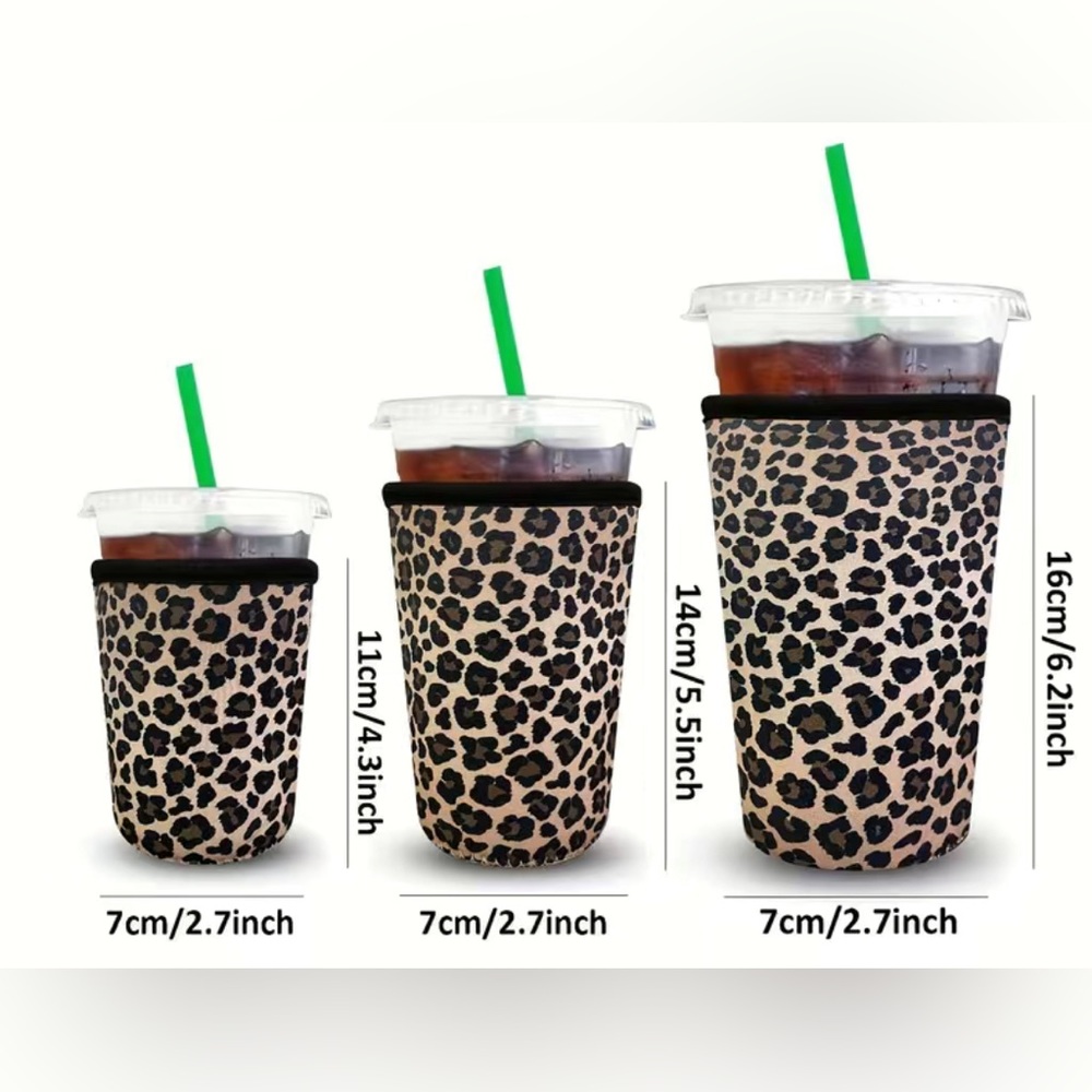 NWT 1pc Leopard Print Cup Sleeve Available in 3 Different Sizes